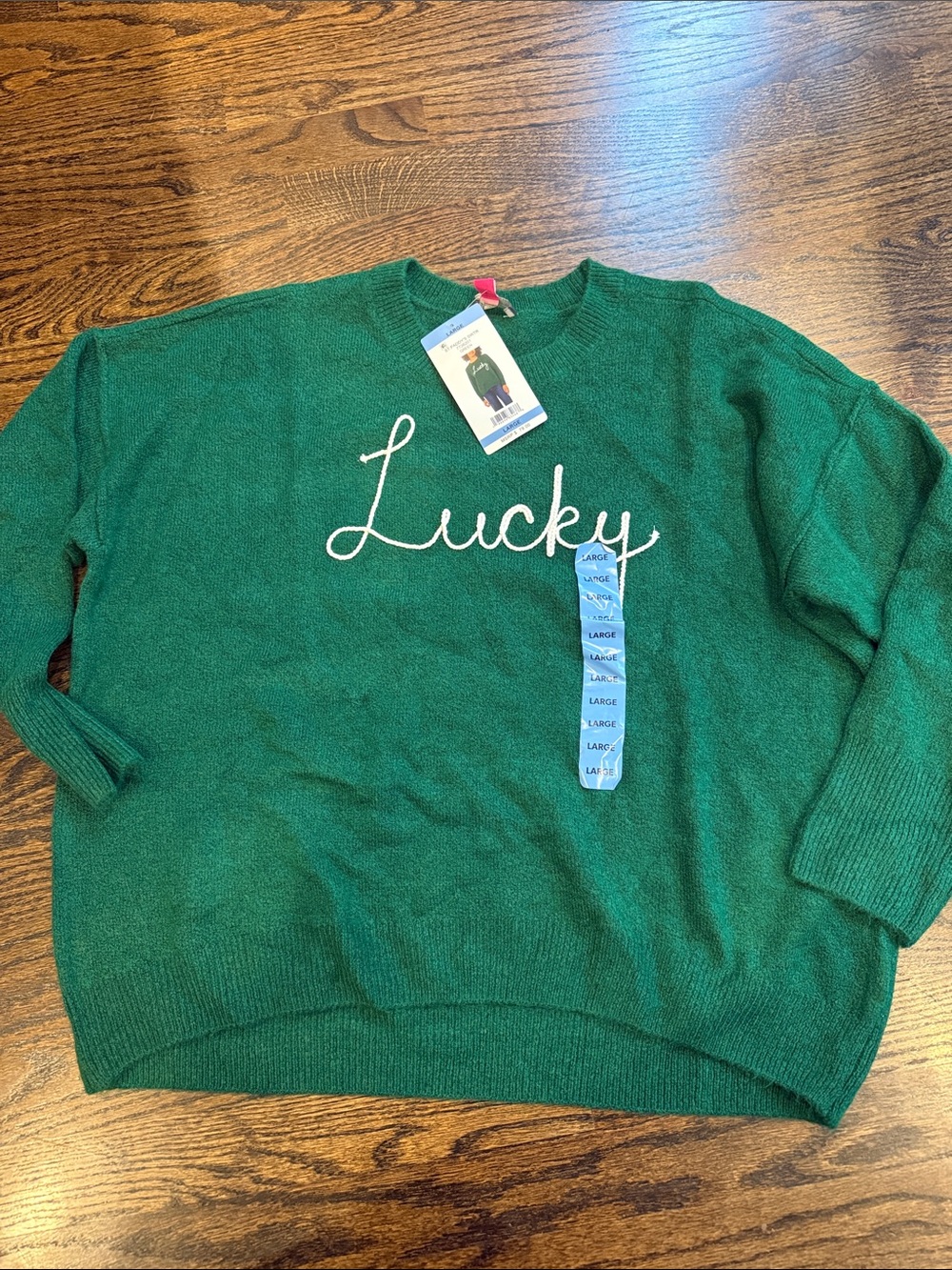 Lucky Green Women's Sweater - 'Lucky' Script Knit Vince camuto